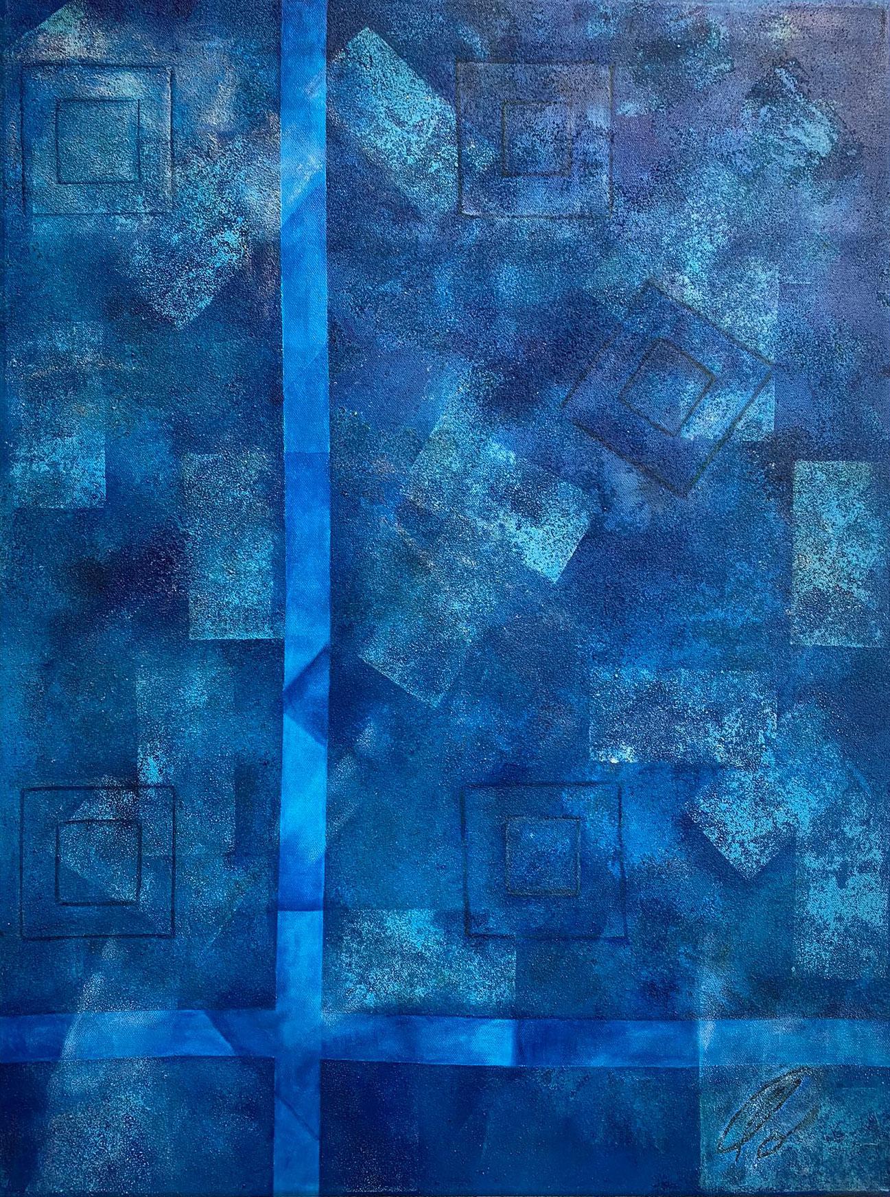 Dans le bleu...&#60;br&#62;Acrylique sur toile&#60;br&#62;60 x 80cm